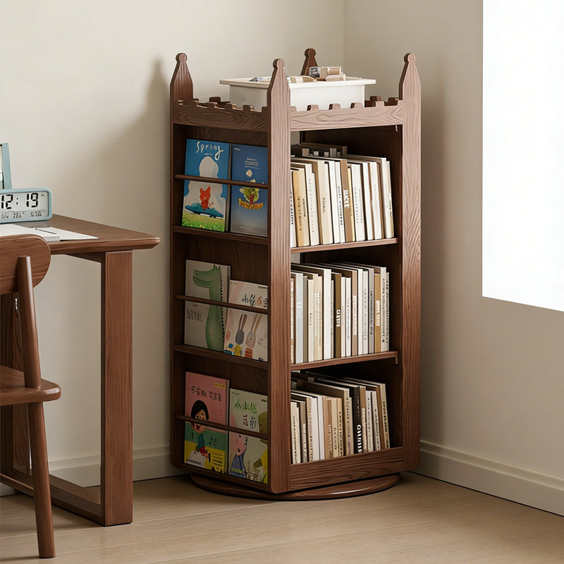 Bibliothèque simple et rotative en bois massif