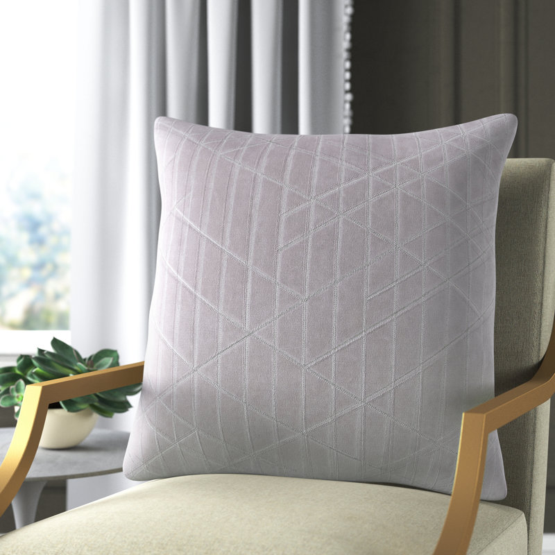 Herrera Square Cotton Pillow Cover & Insert, 22" x 22", Pillow Cover Only, Gray