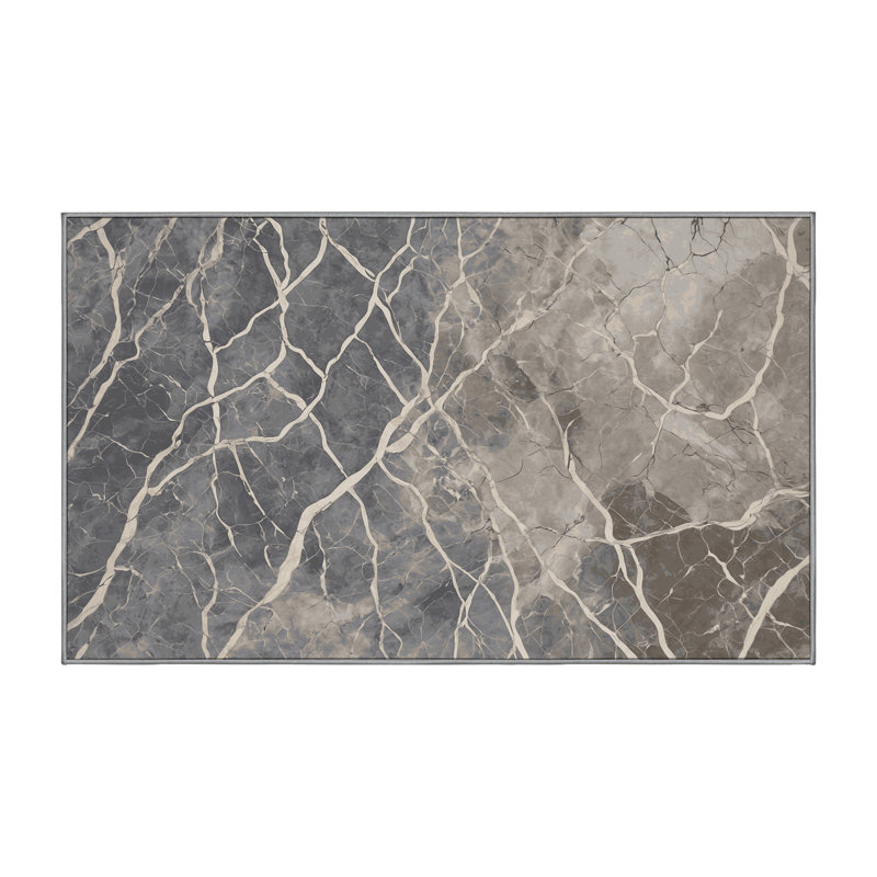 Tapis gris lavable à la machine, Rectangle 4 pi x 6 pi