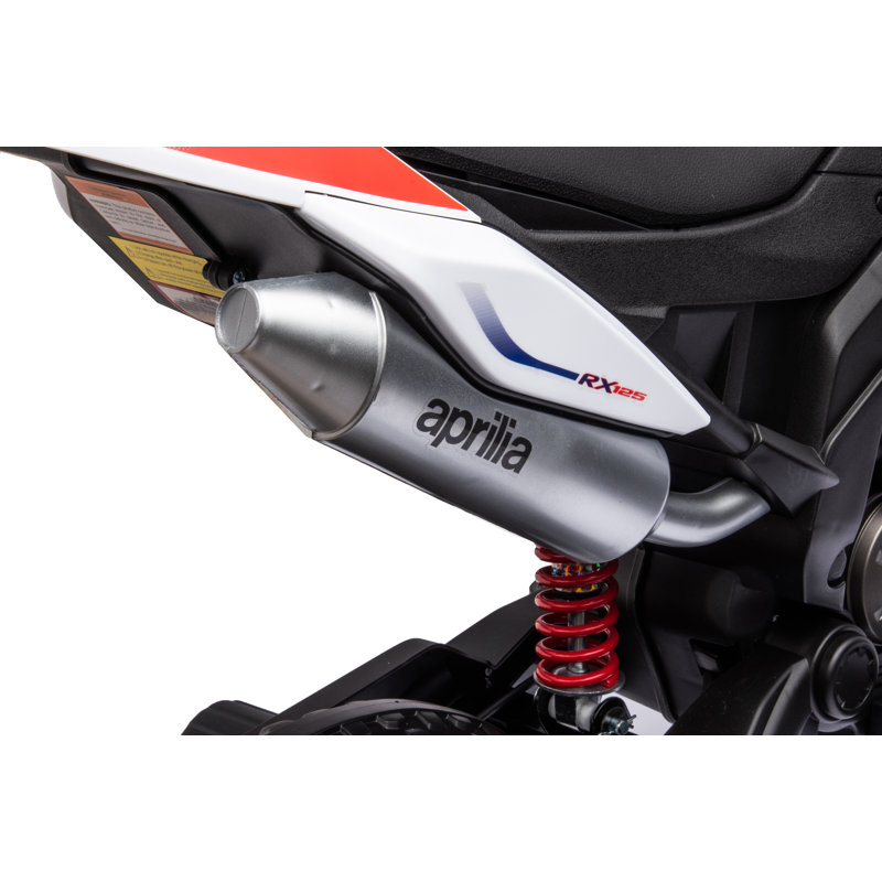 12V White Aprilia Kids Ride-On Motorcycle with Training Wheels