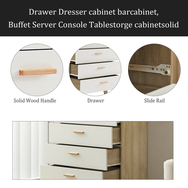 Commode à tiroirs, armoire de bar, armoire de rangement Buffet Buffet, console de service de table Tablestorge