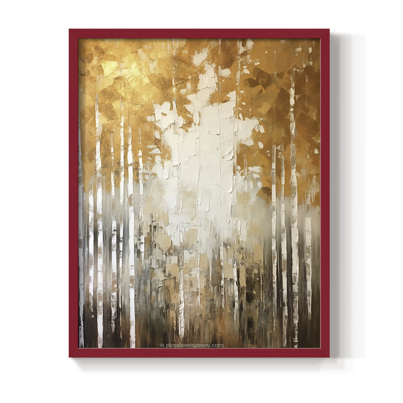 ABSTRACT Series CMXLVII, reproduction encadrée - bois massif, H 11 po x l 9 po, Rouge