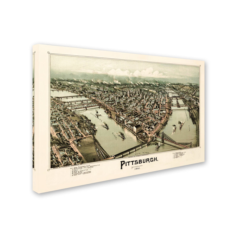 « pittsburgh pennsylvanie », reproduction d’impression sur toile tendue, 16 po x 24 po