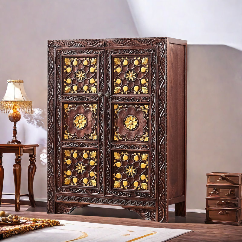Armoire d'appoint rectangulaire unique en bois massif de frêne