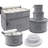 Storage Containers - Quilted 6-Piece Set Storage Box- Stores Chinaware, Stemware, Dinnerware,Grey