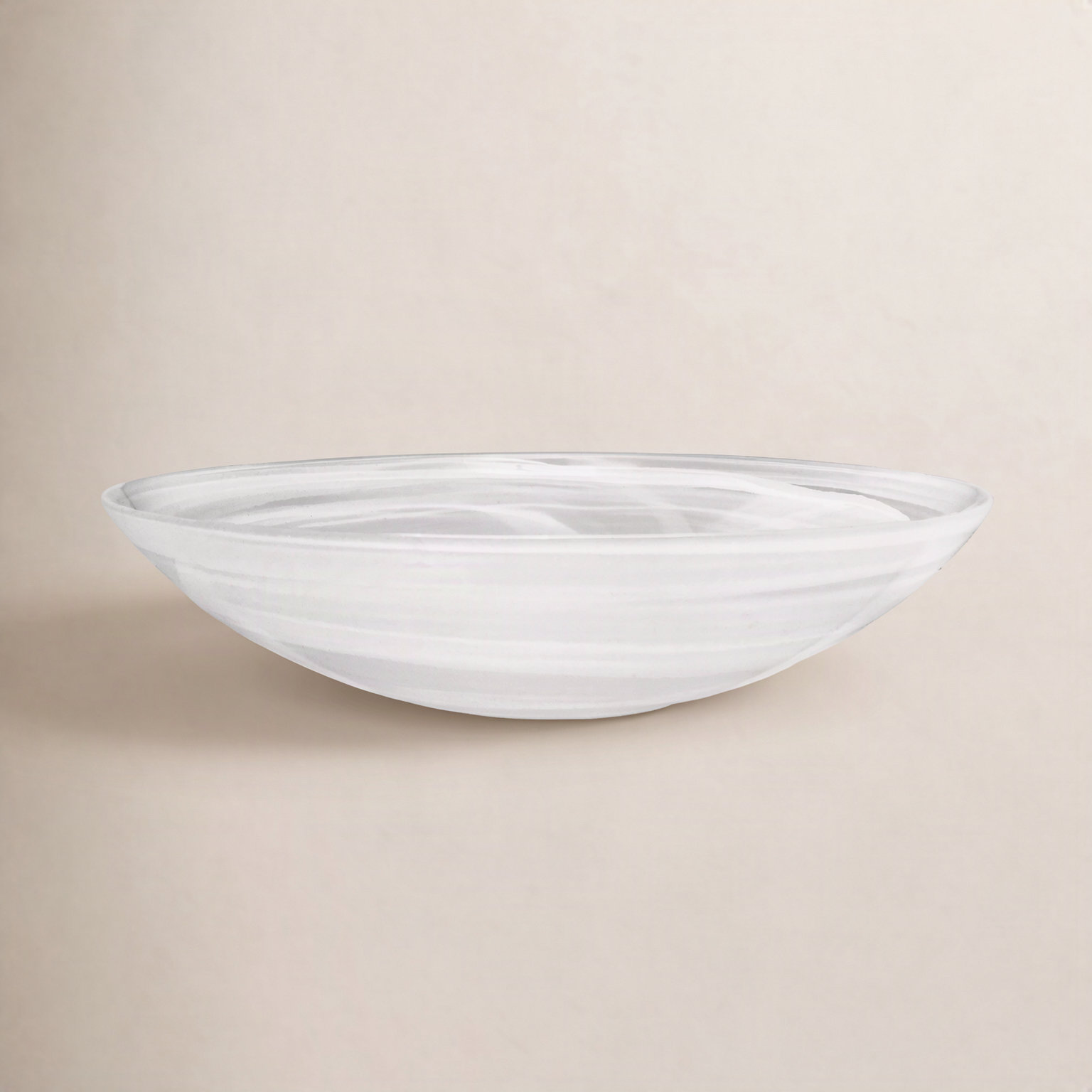 Alabaster Artisanal Glass Serving Bowl, White