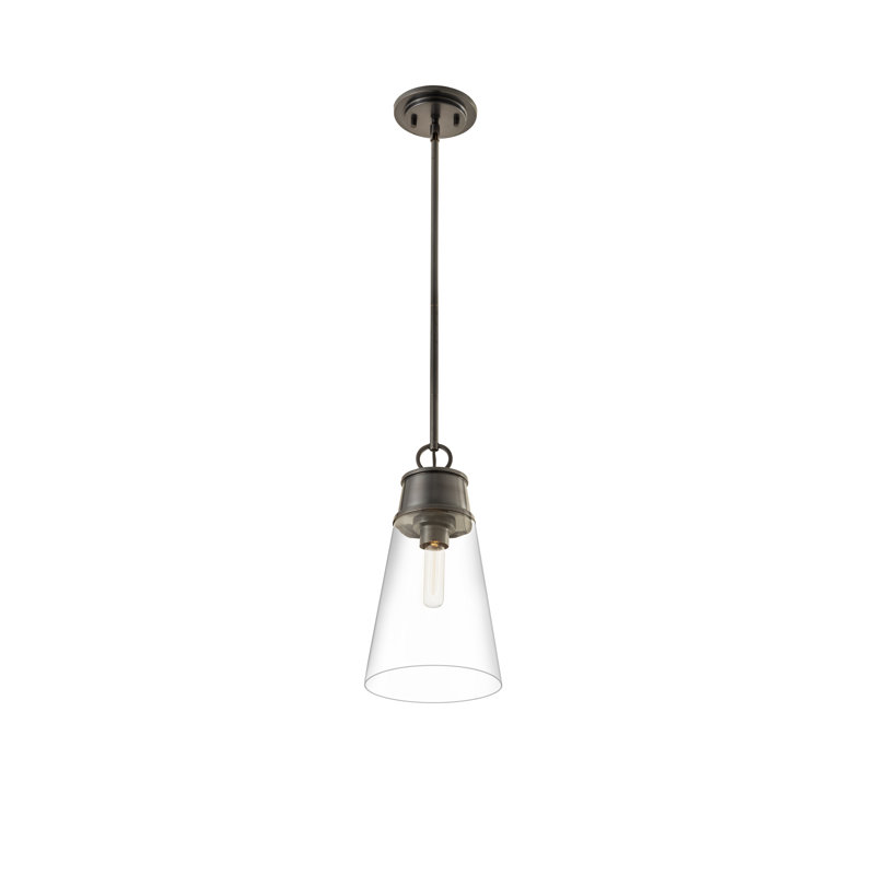 Luminaire suspendu conique à 1 lumière Bertina, Bronze plaqué, H 96,25 po x l 7,5 po x P 7,5 po