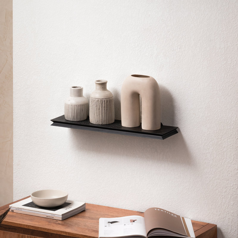 Irie Handcrafted Solid Mango Wood Floating Shelf, 1'' H x 24'' W x 6'' D, Black