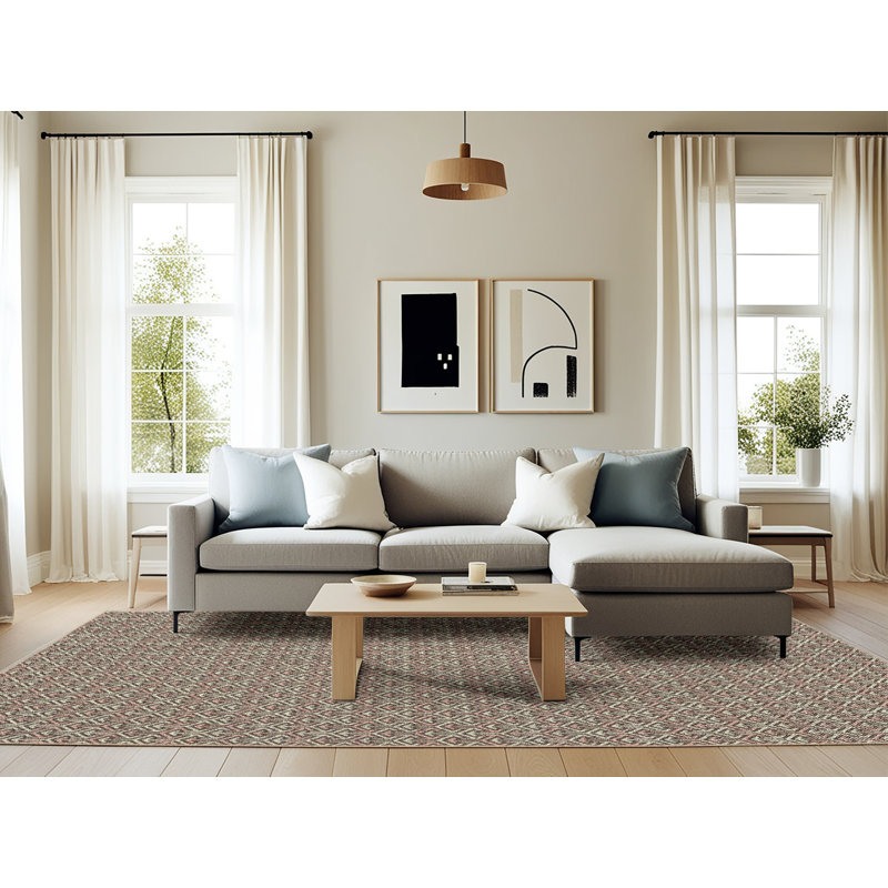 Tapis zone beige à motifs, Rectangle 6 pi x 9 pi