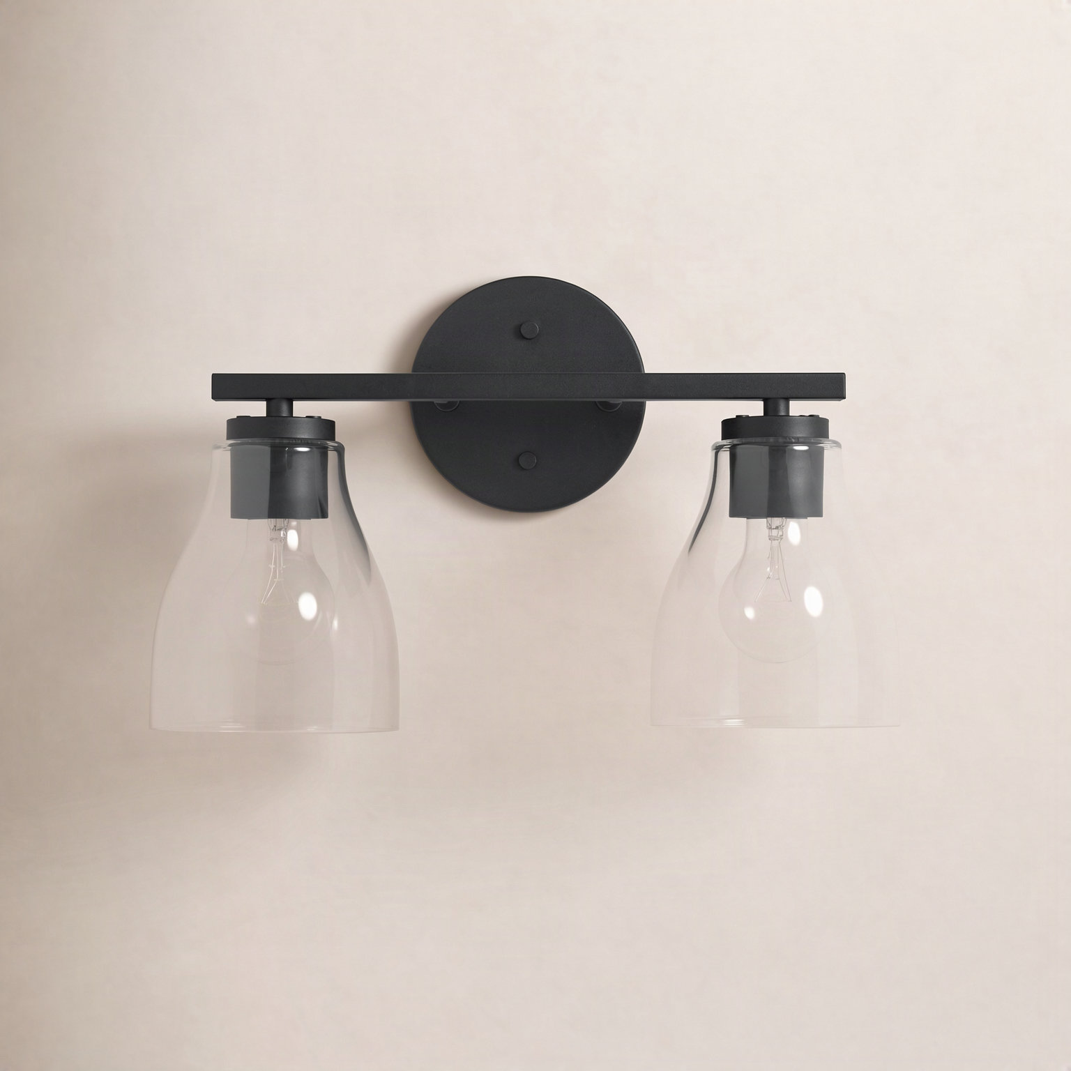 Keston Dimmable Vanity Light, Matte Black, 2 Lights, 10" H x 15" W x 6.5" D
