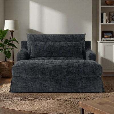 Modern Sofa Bed With Two Cushions And Solid Frame