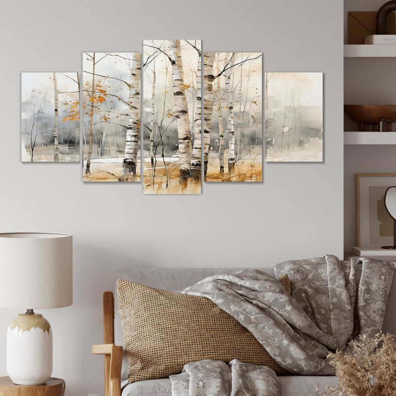 «Winter Birch Wood Forest I - Tree Birch», art mural multi-panneaux