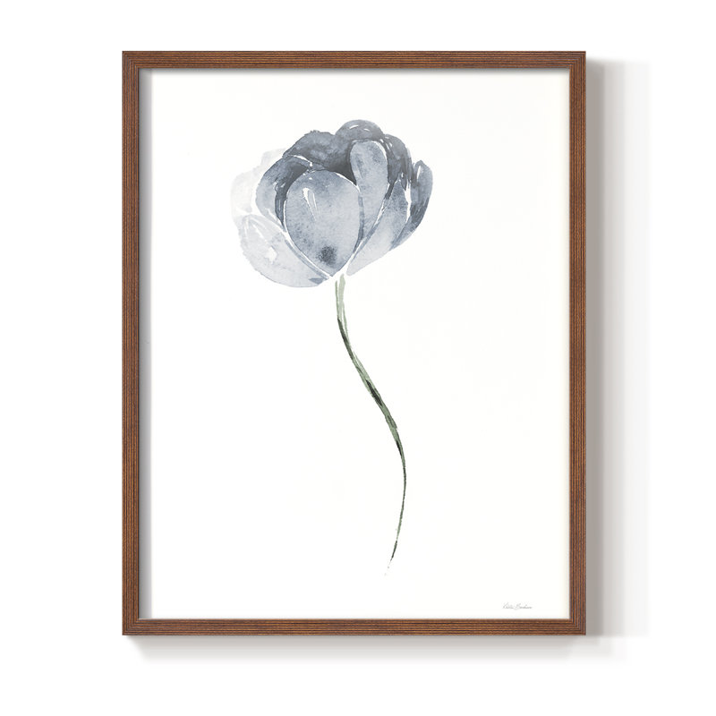 Tulipe II, reproduction encadrée - bois massif, H 21 po x l 17 po, Noyer