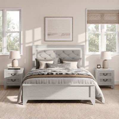 Transitional Upholstery Bed With Led Light