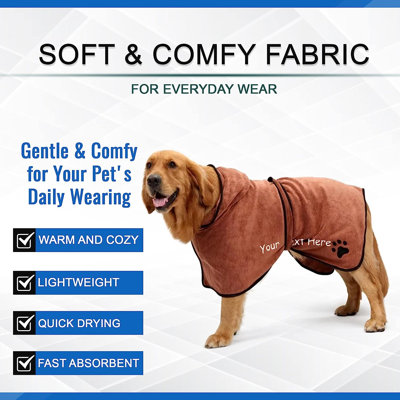Personalized Dog Bathrobe Towel with Name and Paw-Dog Bath Robe for Custom Pet Bathrobe for Dogs