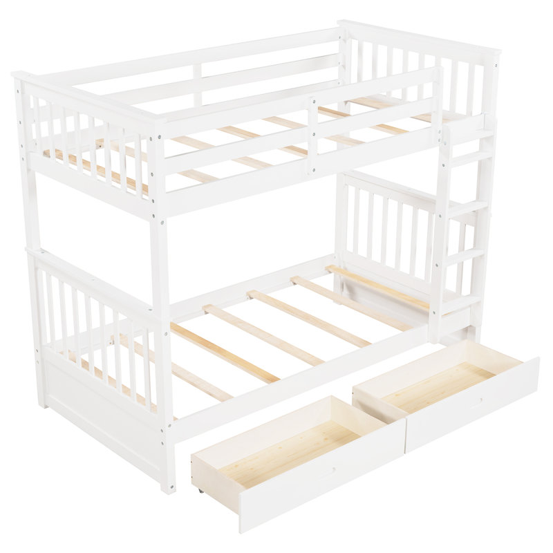 Lit superposé blanc Twintwin avec rangement - Pratique choix de chambre à coucher avec tiroirs Garantie à long terme