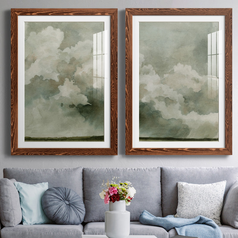 Coming Rain I Premium encadré mat - prêt à être suspendu, H 43,5 po x l 17 po x P 1 po, Cadre en érable