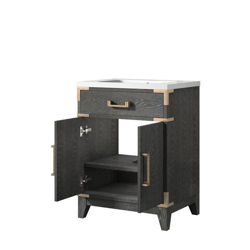Meuble-lavabo simple avec plateau en acrylique, Noir, noir, noir, noir