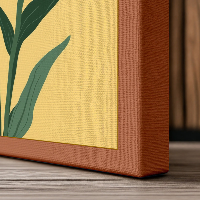 Golden Daisy Trio Botanical - Wrapped Canvas, 30x20 - 76.2 x 50.8 cm, Terracotta Border