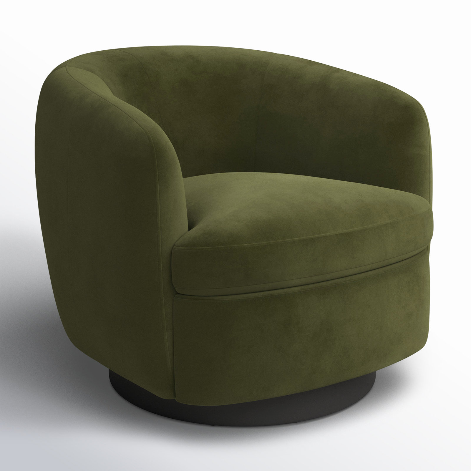 Marcy Swivel Barrel Chair, Bella Forest Performance Velvet