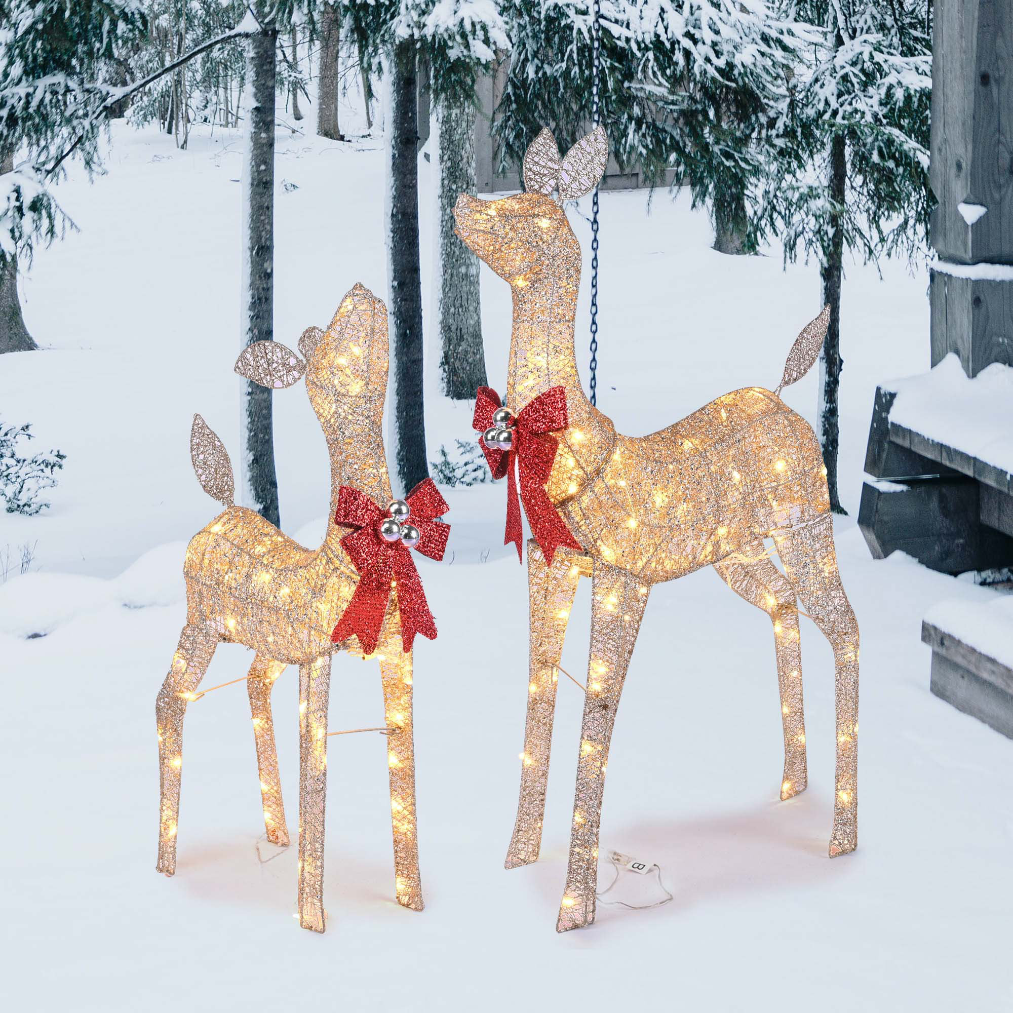 The Holiday Aisle® 2 Piece Christmas Deer Family Lighted Display Set ...