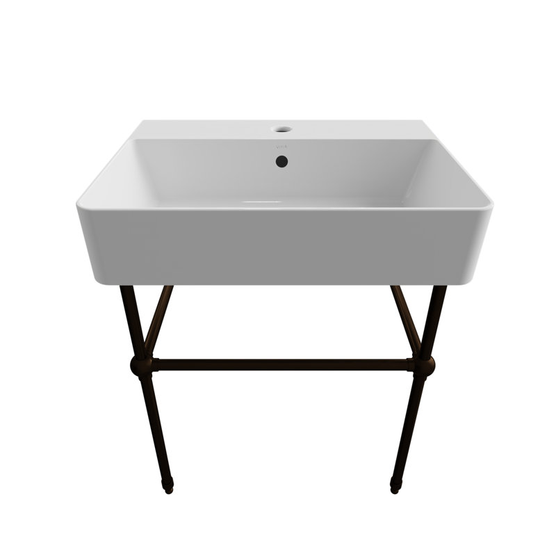 Cheviot Products Nuo 2 17.375'' Rectangular Bathroom Sink with Overflow, White/Antique Bronze