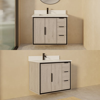 Ensemble de meuble-lavabo simple en bois massif gris l 36 po x P 22 po Thayer