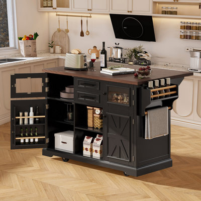 Herriott 54.9" W Kitchen Island Cart by Gracie Oaks