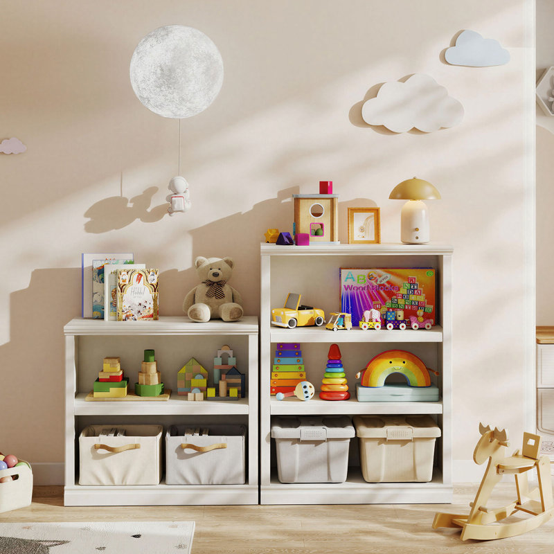 Bibliothèque à 2 niveaux 30 ", étagère de rangement pour bureau à domicile avec tablette réglable, Blanc
