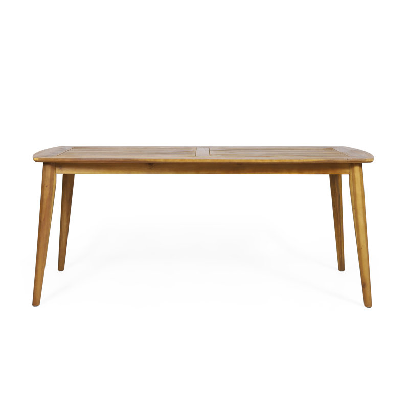 71" Teak Finish Outdoor Dining Table, Rectangular Patio Table