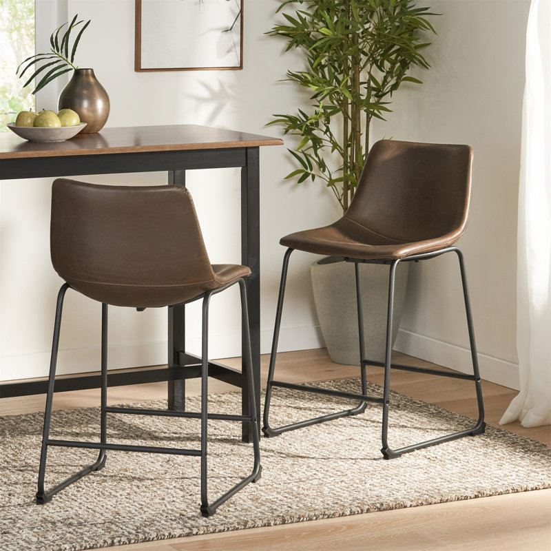 Tabouret de comptoir de style rétro brun de 24 pouces (ensemble de 2), Tabouret de comptoir (siège d'une hauteur de 24 p