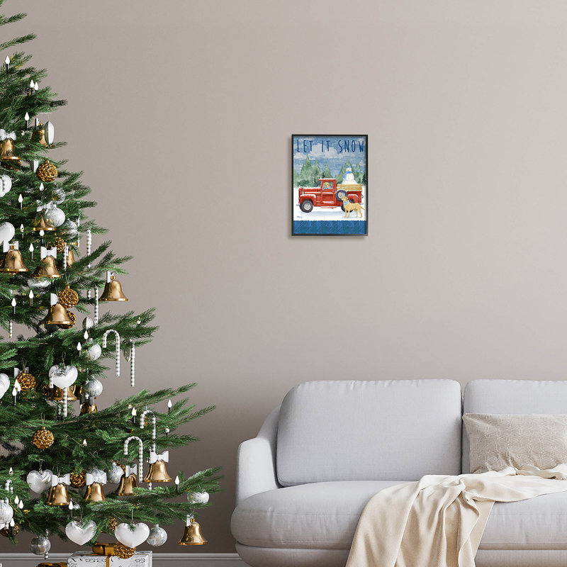 Let It Snow Winter Dogs, estampe numérique par Paul Brent, H 14 po x l 11 po x P 1,5 po, Giclée encadrée noir minuit