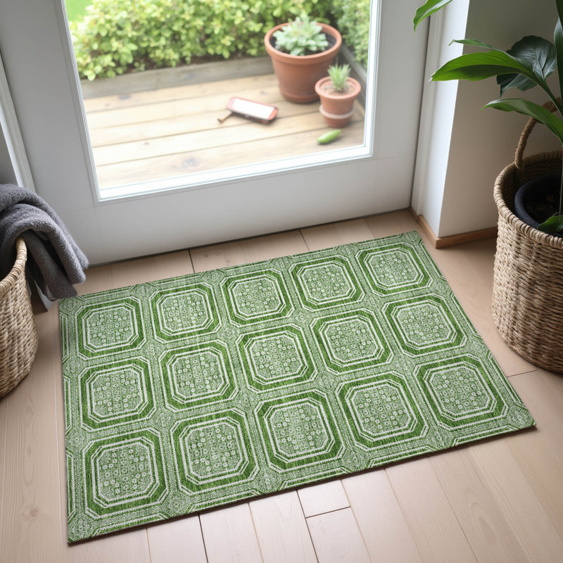 Tapis géométrique de qualité supérieure lavable à la machine Elize AMF1451, Rectangle 1 pi 8 po x 2 pi 6 po