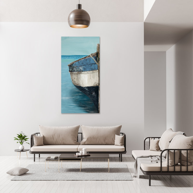 Mediterranean Boats IV Print by Barclay Butera, 48" H x 24" W x 1.5" D, Image Brush Gel