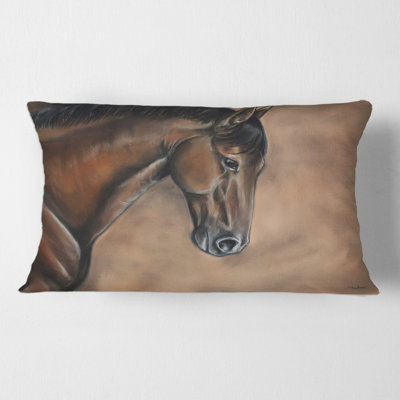Housse de coussin rectangulaire et insert Portrait of a Bay Horse
