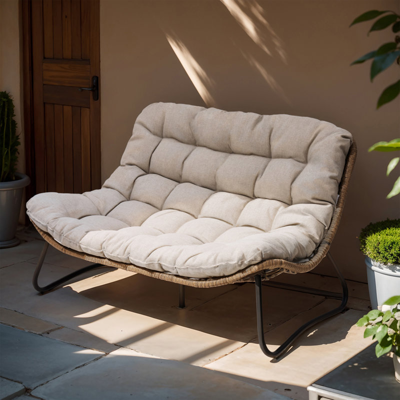 Lelsie 53.15" Wide Patio Loveseat, Beige