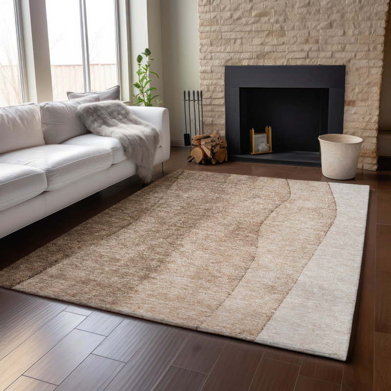 Premium Machine Washable Prisco Brown Rug, Rectangle 8' x 10'