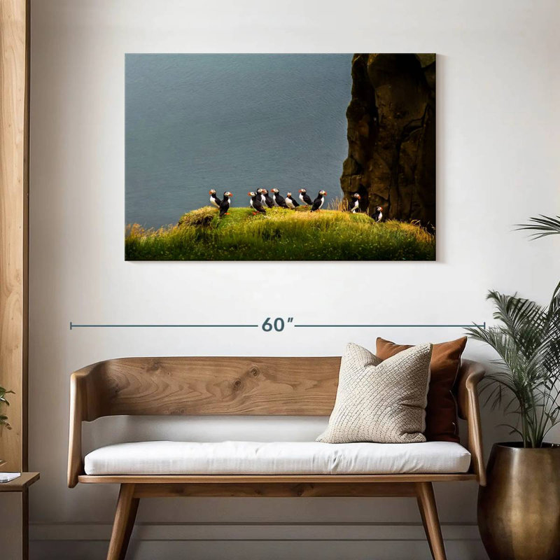 Crowle Cliff Puffin Birds, 30" H x 45" W