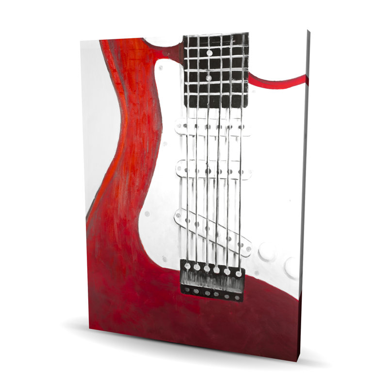 Toile rouge pour guitare électrique - Décor musical pour la maison | Art