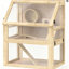 Cage à hamster en bois à 3 niveaux avec fond amovible