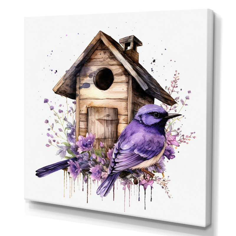 «Purple Lavender Birdhouse I», reproduction sur toile, H 16 po x l 16 po x P 1 po, Toile tendue