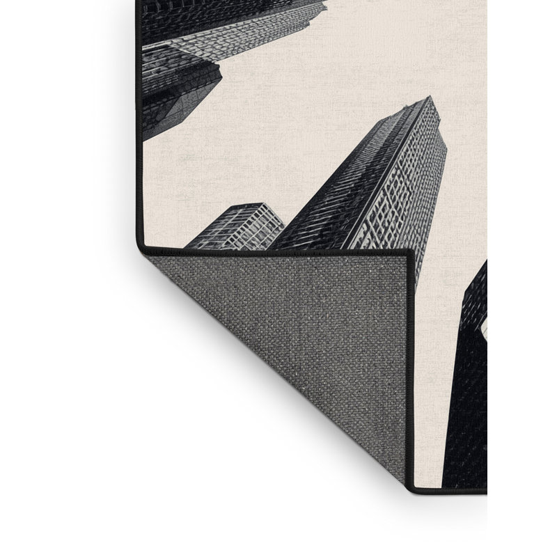 Tapis gris doux et moelleux à motif géométrique moderne et audacieux Shaler, 3 x 5