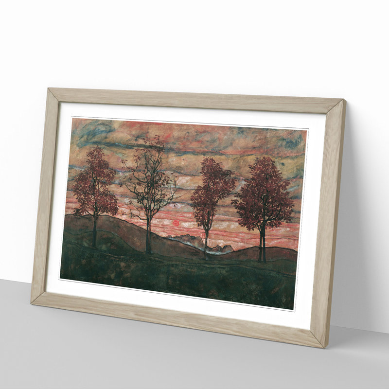 Four Trees by Egon Schiele - Framed Print, Oak Framed, 27cm H x 36cm W x 2cm D