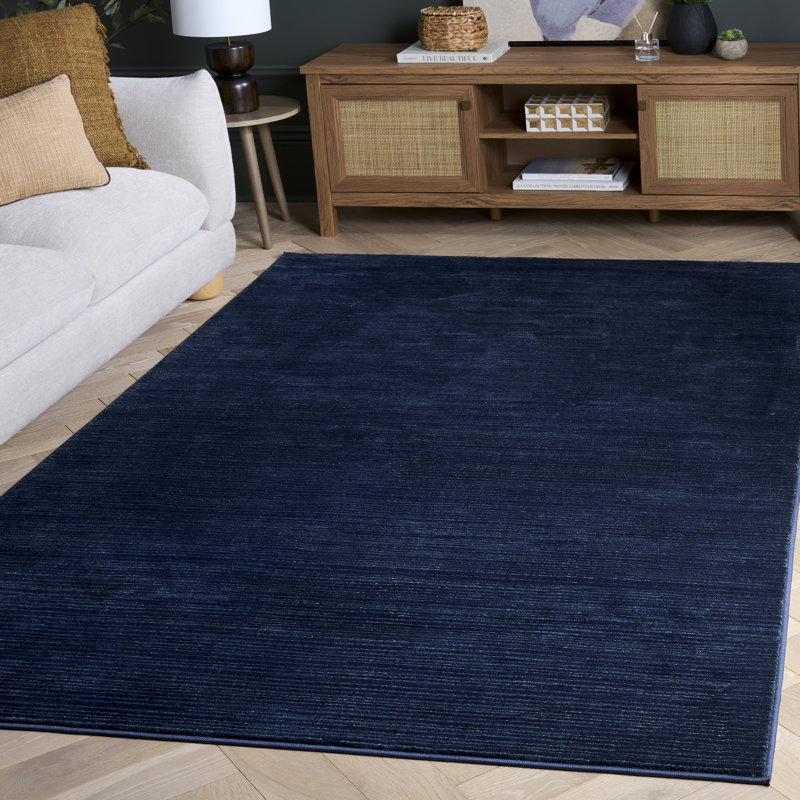 Tapis d'intérieur bleu marine Arneshia, Rectangle 8 pi x 10 pi