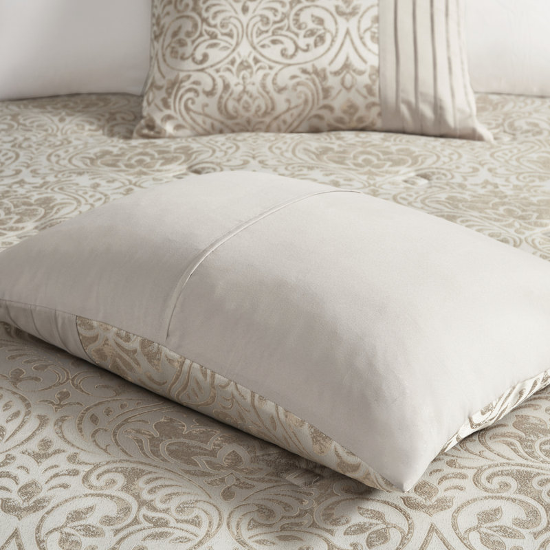 Édredon très grand kaki, 12 pièces avec, édredon de lit avec couvre-oreillers métalliques dorés et plissés, taies décoratives assorties, draps en microfibre