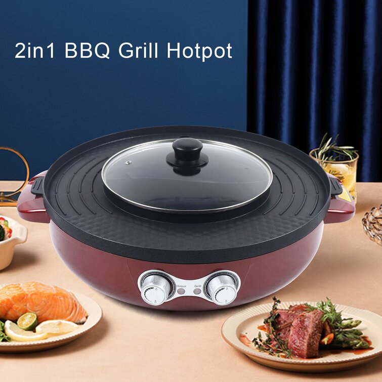 Electric Hot Pot and Grill, 2 in 1 Electric Hot Pot Grill Cooker