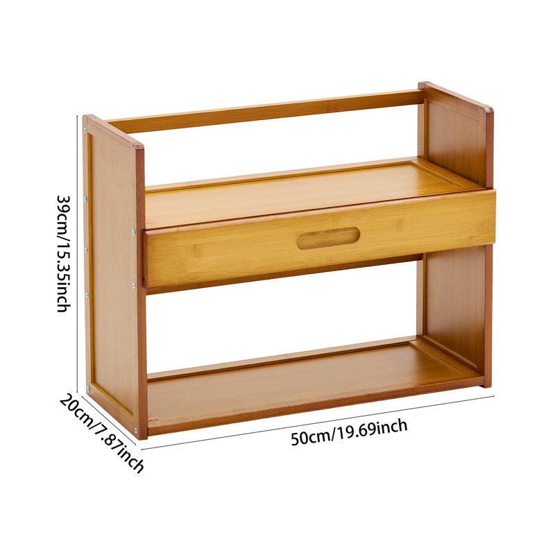 17 Stories 2-Tier Bamboo Desktop Bookshelf with Drawer Design | Wayfair ...