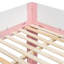 Grand lit superposé bas, lit superposé convertible en bois avec échelle réversible et garde-corps, rose et blanc-133682883-133682885