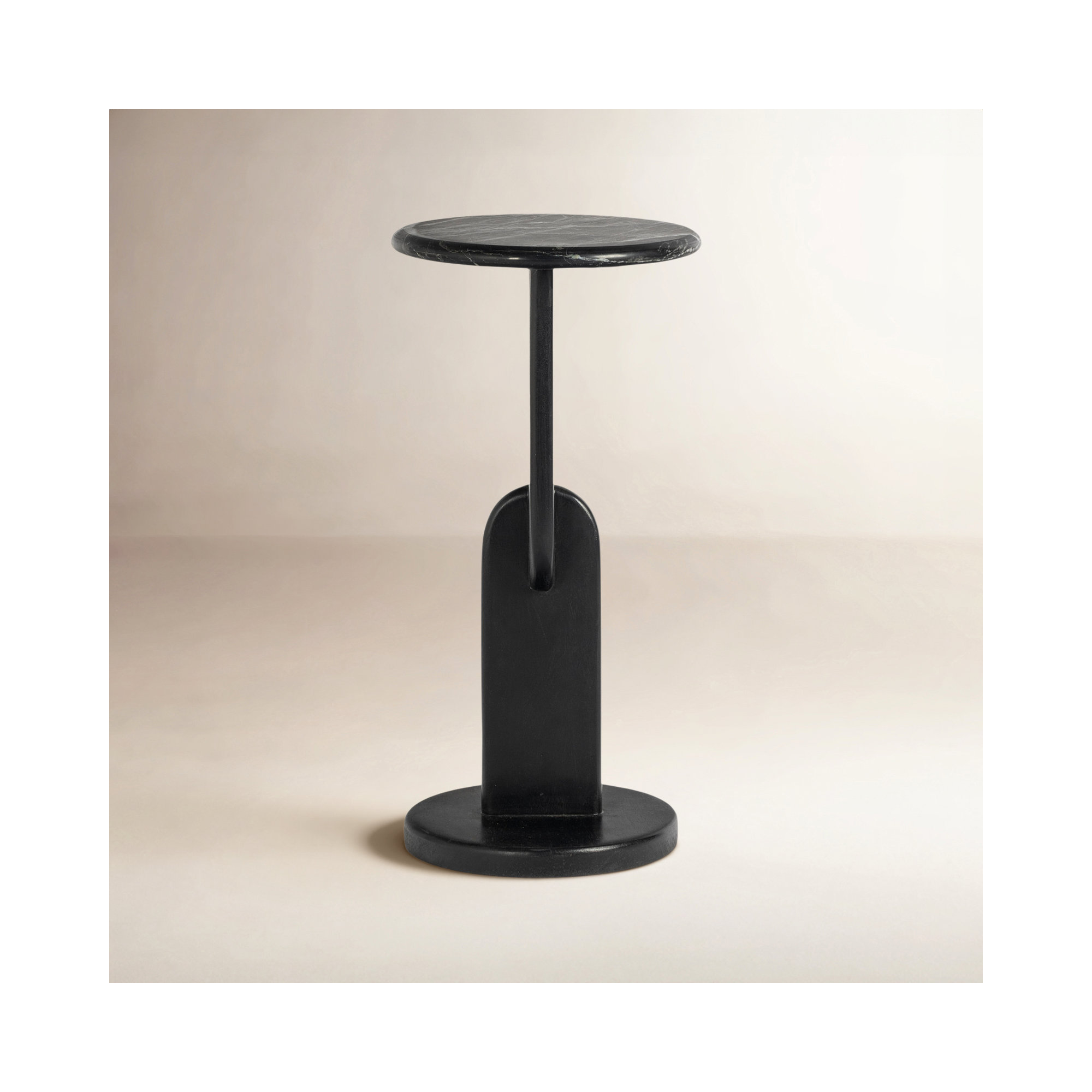 Kielle End Table, Black, Black Marble
