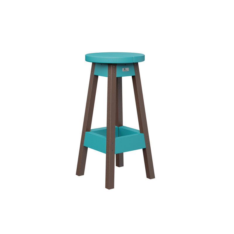 Outdoor Bar Stool, Aruba Blue, Chocolate Brown